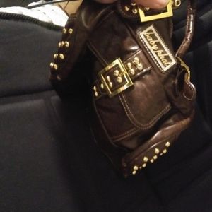 Baby phat brown leather barrel purse